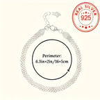 4pcs S925 Sterling Silver Braided Bracelet Set Stackable Woven Bangles for Women and Men Boho Minimalist Jewelry Gift