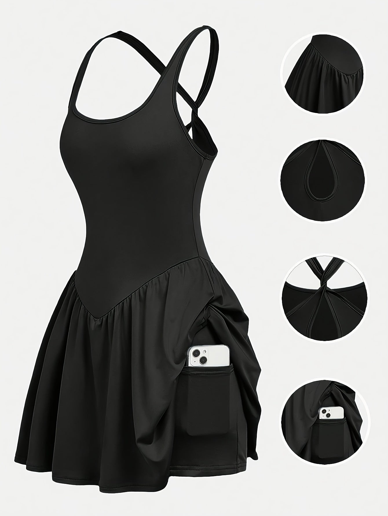 Backless Yoga Sports Dress for Women - Casual Anti-Sheer Tennis Skirt, Outdoor Running Fitness Built-In Shorts, 4-Color Athletic Workout Dress S-XL