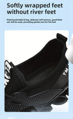 Men's Breathable Running Shoes Lightweight Fish Scale Fabric Upper Durable Outsole Low Top for Running Hiking Walking Casual Sports White Black US 7-13.5