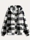 Women's Plaid Fleece Sweatshirt Casual Pullover Top Long Sleeve Soft Warm Fall Winter Fashion Black Khaki Red Green Yellow XS S M L XL