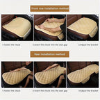 Plush Plaid Car Seat Cushion Protector 3-Piece Set – Thick Warm Memory Foam Pad, Non-Slip Breathable Universal Fit, Hand Washable Lightweight Car Seat Cover for 2 Front + 1 Back Seat, All Seasons