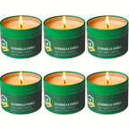 Citronella Candles Outdoor 6-Pack 4.4oz Each 150-Hour Burn Natural Mosquito Repellent for Patio Camping BBQ Garden Yard Party Deck Lanai Home Decor Gift