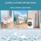 Clothes Drying Rack Stainless Steel 63" & 78.7" Retractable Foldable Heavy Duty Laundry Drying Rack, Collapsible Indoor Outdoor Clothesline with Adjustable Length for Balcony Bedroom Laundry Room