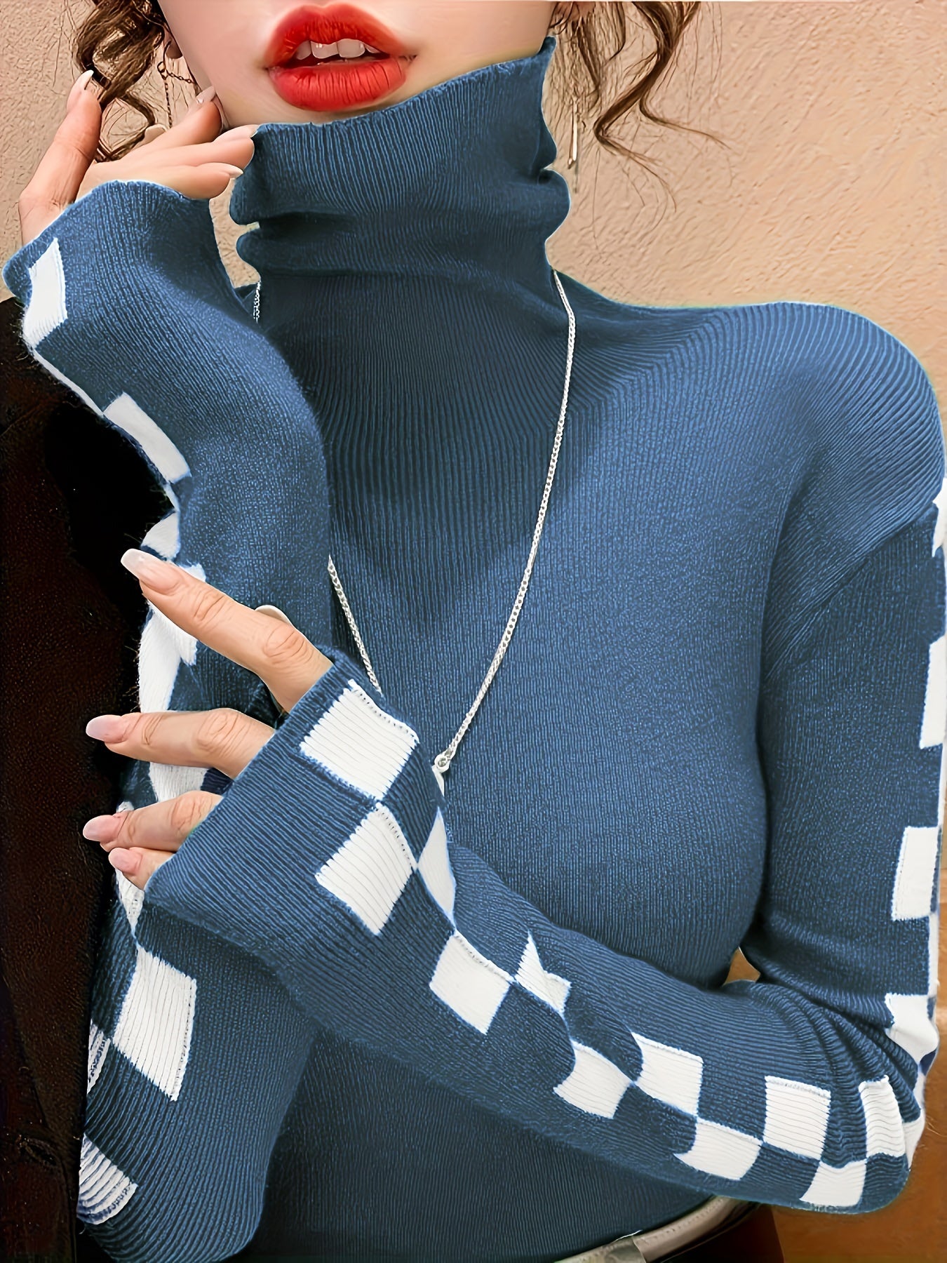 Women's High-Neck Slim-Fit Sweater – Turtleneck Base Layer Pullover Top for Fall, Winter & Everyday Layering