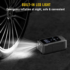 Portable Cordless Tire Inflator – Smart Wireless Air Compressor with Digital Tire Pressure Gauge & LED Light for Cars, Motorcycles, Bicycles & Balls, Type-C Fast Charging