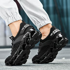 Men's Breathable Running Shoes Lightweight Fish Scale Fabric Upper Durable Outsole Low Top for Running Hiking Walking Casual Sports White Black US 7-13.5
