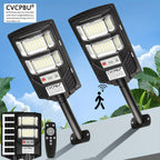 Solar Street Lights 400 LED 6500K Waterproof | Motion Sensor, Remote Control, Dusk to Dawn Outdoor Solar Flood Light for Parking Lot, Yard, Driveway, Commercial Area – 2 Pack & 4 Pack