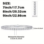 S925 Sterling Silver Moissanite Tennis Bracelet for Women Men – Luxury CZ Bling Hip Hop Bracelet Sizes 6–9 Inch, Wedding Anniversary Birthday Gift