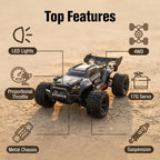 4WD Metal Explorer RC Off-Road Truck with Carbon Brush Motor – Heavy-Duty All-Terrain Remote Control Car, Realistic Driving Physics, Desert Dunes to Forest Trails, RC Vehicle for Adults & Hobbyists