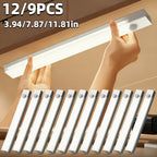 LED Motion Sensor Cabinet Lights USB Rechargeable 6 9 12pcs Wireless Night Light 3 Adjustable Modes for Bedroom Staircase Kitchen Closet Under Cabinet Bedside Reading Hallway Home Lighting