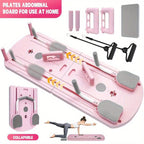 8-in-1 Foldable Pilates Board with Resistance Bands – Multi-Functional Core Abdominal Trainer, Anti-Deformation PP Material, Stable Flat Design, Compact Storage, Home Gym Equipment for Men & Women