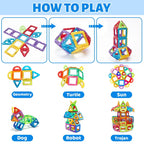 Magnetic Building Blocks 36 Piece Large STEM Construction Toy Set for Kids 3+ Boys Girls ABS Magnet Tiles Creative Learning Puzzle Hands-On Engineering Gift Random Color