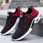 Men's Air Cushion Athletic Sneakers – Breathable Lace-Up Casual Sports Shoes with Slip-Resistant Sole, Black & White or Black Blue, Sizes US 6.5–11.5, Sporty Urban Style