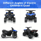 Kids Electric Quad ATV Ride-On Car with Headlights Pedal Accelerator All-Terrain Anti-Slip Tires 55 lbs Capacity 1.86 MPH Ride On Toy for Boys Girls Ages 3-6 Birthday Christmas Gift Blue Black Pink Red