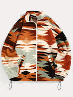 Ethnic Print Zip-Up Jacket Women's Microfleece Plush Zip-Up Jacket Tribal Pattern Fall Winter Coat with Zipper Closure High Elasticity Fleece Outerwear