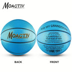 Engraved Basketball for Grandson & Son – Personalized Inspirational Size 7 Basketball with Pump, Motivational Gift for Birthday Christmas Anniversary, Blue Red Gold Black