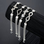 925 Silver Butterfly Infinity Anklet Set 4pcs – Stackable Foot Chain Bracelet for Women, Elegant Summer Jewelry, Mother's Day & Birthday Gift