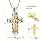 Cross Cremation Urn Necklace for Ashes - Stainless Steel Memorial Pendant Necklace, Keepsake Cremation Jewelry for Human or Pet Ashes, Sympathy Gift for Loss of Loved One, Father, Mother, Pet
