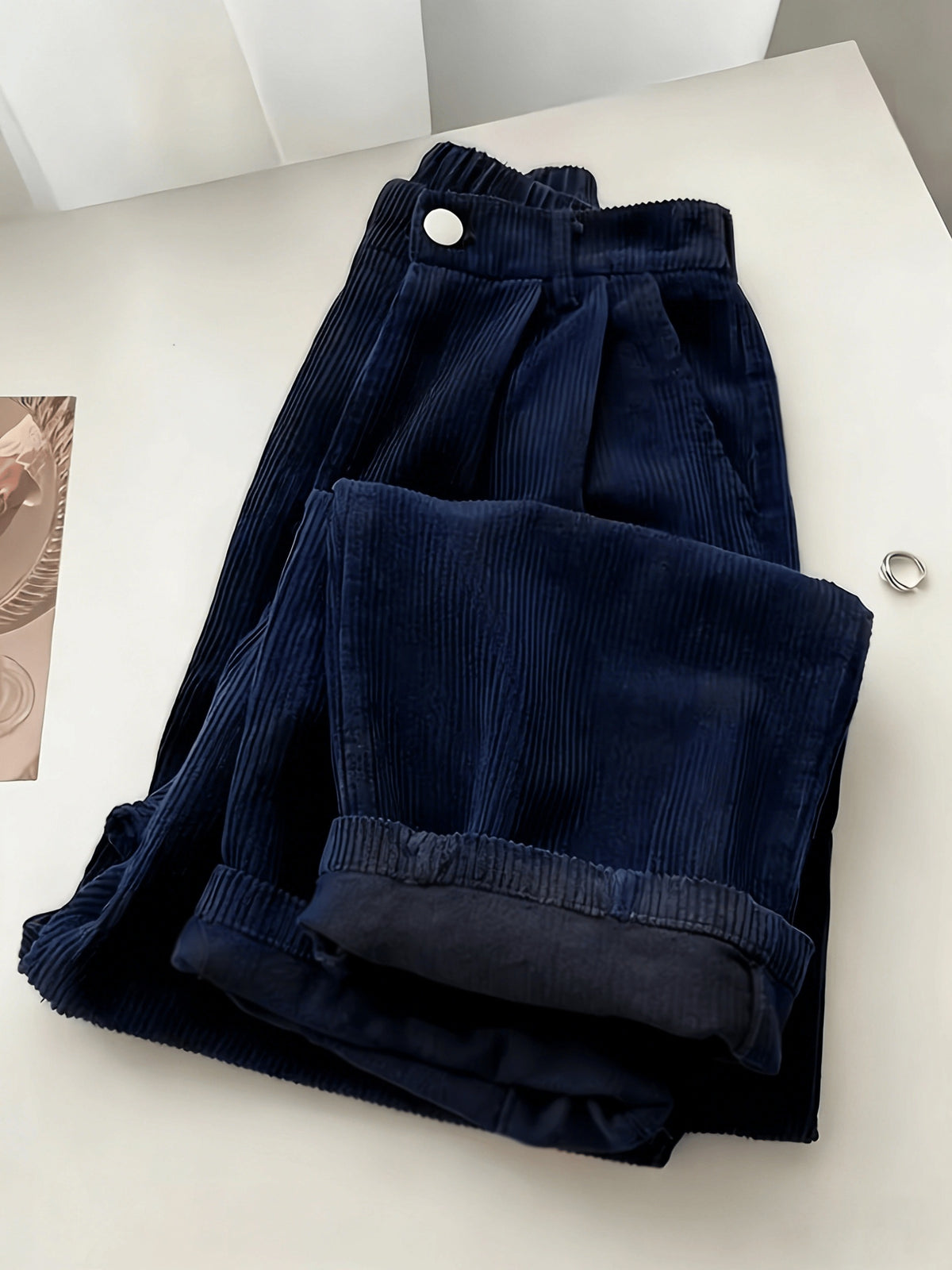 Women's Drapey Straight Casual Trousers - Lazy Style Wide Leg Pants for Women in Black Brown Burgundy Olive Navy Apricot Sizes S-XXL