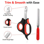 Pet Nail Clipper & Grooming Set 4 Piece - Stainless Steel Dog Cat Nail Trimmer Kit with Large & Small Clippers, Scissors & Nail File, Professional Paw Care Tools for Dogs & Cats