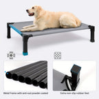 Cooling Elevated Dog Bed Raised Cot with Breathable Mesh & Metal Frame – Washable Portable No-Slip Dog Cot for Indoor & Outdoor Use, Available in 4 Sizes & 7 Colors for All Breeds