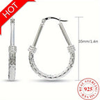 S925 Sterling Silver Hoop Earrings Italian Classic Design Elegant Luxury Daily Wear Engagement Wedding Gift for Wife Girlfriend