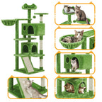 57-Inch Multilevel Cat Tree Tower with 2 Condos – Sisal Scratching Posts, Dangling Ball, Round Platform & Ladder for Indoor Kittens & Small Cats, 6 Colors, Christmas Gift for Cat Lovers