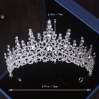 Bridal Jewelry Set 3 Pieces Silver Plated Crown Necklace & Earrings for Bride – Wedding Tiara Jewelry Set for Bridesmaid Prom Queen Birthday Banquet, June Birthstone Gift for Women