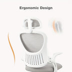 Ergonomic High-Back Mesh Office Chair with Flip-Up Arms Adjustable Headrest Lumbar Support & Wheels - Rolling Computer Desk Chair for Home Office Bedroom Study Pink Grey Black