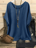 Women's Glossy Loose Fit Beach Top – Round Neck Short Sleeve Solid Color Vacation Shirt for Summer Casual Outing