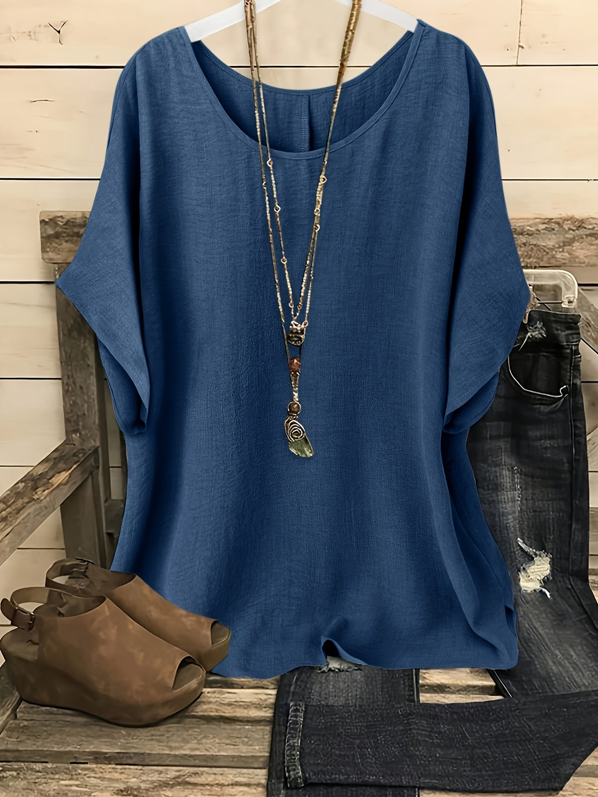 Women's Glossy Loose Fit Beach Top – Round Neck Short Sleeve Solid Color Vacation Shirt for Summer Casual Outing