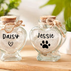 Custom Pet Memorial Keepsake Jar – Personalized Heart Bottle Urn for Pet Fur & Hair – Dog Cat Loss Gift, Sympathy Keepsake Urn for Beloved Pets