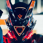 Cyberpunk LED Mask - Futuristic Sci-Fi Light-Up Face Mask with Red Triangle Design | Halloween Costume, Cosplay, Rave, Bar & Club Party Prop | Stage Performance Photo Accessory Gift