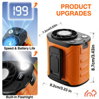 Portable Neck & Waist Fan 18000RPM Brushless Motor – 199-Speed Adjustment, 5000mAh Battery, LED Power Display, Hands-Free Wearable Cooling Fan for Outdoor Work, Camping, Fishing, Hiking & Travel