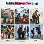 Folding Telescoping Stool with Bottom Lock Buckle – Portable Collapsible Retractable Seat, 660 lbs Heavy Duty Load Bearing, for Fishing, Hiking, Camping & Outdoor Activities, Multiple Colors