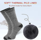 6 Pairs Men's Thermal Crew Socks – Thick Insulated Cold Weather Socks for Hiking Skiing Camping Outdoor Sports, Acrylic Winter Boot Socks
