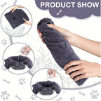 Quick-Dry Pet Towels 3-Pack – Soft Absorbent Microfiber Dog Bath Towels with Cute Paw Print Design, Fast-Drying Bathing Supplies for Small Medium Large Dogs and Cats, Random Colors