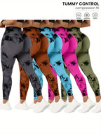 5 Pack High-Waisted Yoga Pants for Women with Tummy Control, Tie-Dye Fitness Leggings Stretchy Running Tights Peach Lift Workout Pants, All-Season Activewear in Various Colors