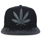 Rasta MJ Leaf 3D Embroidered Flat Bill Snapback Cap – Hip Hop Reggae Hat, Adjustable Snapback, One Size Fits Most, Unisex Streetwear Baseball Cap