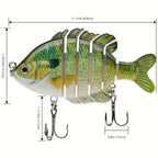 Fishing Lures 4-Pack Multi-Joint Swimbait – Realistic Hard Topwater Perch Bait with Treble Hooks, 3.5 Inch / 0.85oz, Lifelike Bluegill & Panfish Lures for Freshwater & Saltwater Bass Fishing