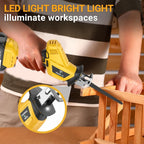 Cordless Reciprocating Saw with LED Light & Safety Lock | Electric Handsaw for Multi-Purpose Cutting, Replaceable Blades, Toolbox Included – 1 or 2 Battery Options, Yellow/Green/Red