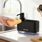 2-in-1 Soap Dispenser with Built-In Sponge Holder for Kitchen Sink – Countertop Pump Dispenser for Hand & Dish Soap, Detergent Dispenser, Easy Refill, Ideal Kitchen Organizer