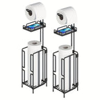 Freestanding Toilet Paper Holder – Metal Stand with 3 Reserve Roll Storage, Modern Bathroom TP Dispenser, No Drilling Required, Housewarming & Christmas Gift