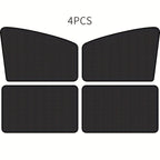 Magnetic Car Sunshade Curtains 4-Piece Set - Black Mesh UV Protection & Heat Insulation, Easy Install on Car Windows & Windshield, Universal Fit for Cars, SUVs & Trucks