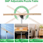 Adjustable Puzzle Table for 1500-Piece Puzzles – Tilt & Height Adjustable Solid Wood Puzzle Board with Storage Drawer – Portable Adult Puzzle Station – Ideal Birthday & Holiday Gift