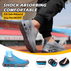 Steel Toe Work Shoes for Men Slip-On Lightweight Safety Sneakers Puncture-Resistant Non-Slip Loafers Black Grey Blue Sizes US 5.5-14