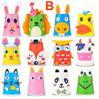 Paper Cup Craft DIY Set 12pcs Kids Arts and Crafts Kit Creative Handmade Activity for Children Ages 3 and Up Fine Motor Skills Development Birthday Gift Holiday Craft Project Boys Girls
