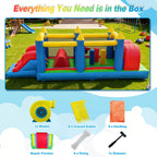 24FT Inflatable Obstacle Course with Dual Slides & High-Speed Blower, Commercial Grade 0.45mm PVC Backyard Obstacle Course 24x8x8FT for Kids & Adults, Quick Setup Summer Party Fun Outdoor Inflatable