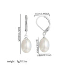 925 Sterling Silver Freshwater Pearl Drop Earrings Elegant French Style Dangle with Lobster Clasp for Women Wedding Bridal Gift Valentine's Day
