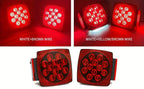 12V LED Trailer Lights Kit Stop Tail Turn Signal License Plate Light for Trailers Under 80" - Square Trailer Tail Lights for Boat Trailer Truck RV Camper Marine with Wiring Options